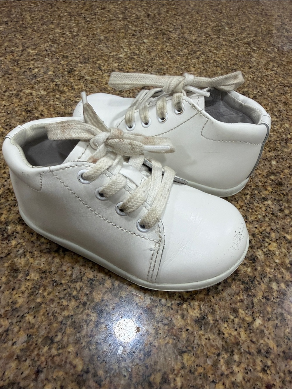 Stride Rite White Lace-Up Baby Walker Shoes